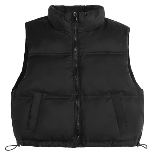 Adigau Winter Ärmellose Weste für Kinder Ärmellos Warme Steppweste Leichte Winddicht Jacke Warm Stehkragen Pufferweste mit Tasche Schwarz 4-5 Jahre von Adigau