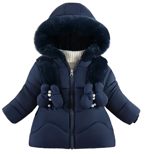 Kinder Warm Gefüttert Winterparka Fleecefutter Warme Baumwolljacke Winter Verdickte Baumwollmantel Verdicken Baumwolle Kapuzenjacke Blau 3-4 Jahre von Adigau