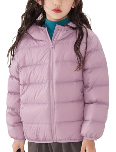 Kinder Winter Winddichter Jacke Mit Warme Weiße Entendaunenmantel Leichte Isolierung Übergangsjacke Warme Solide Farbe Jacket Ultraleichte Mode Mantel Violett 9-10 Jahre von Adigau