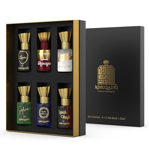 AdilQadri Luxus Unisex Geschenkset: Alkoholfreies Roll-On Attar Parfüm, Exquisites und lang anhaltendes Duft (je 0,2 oz) von AdilQadri