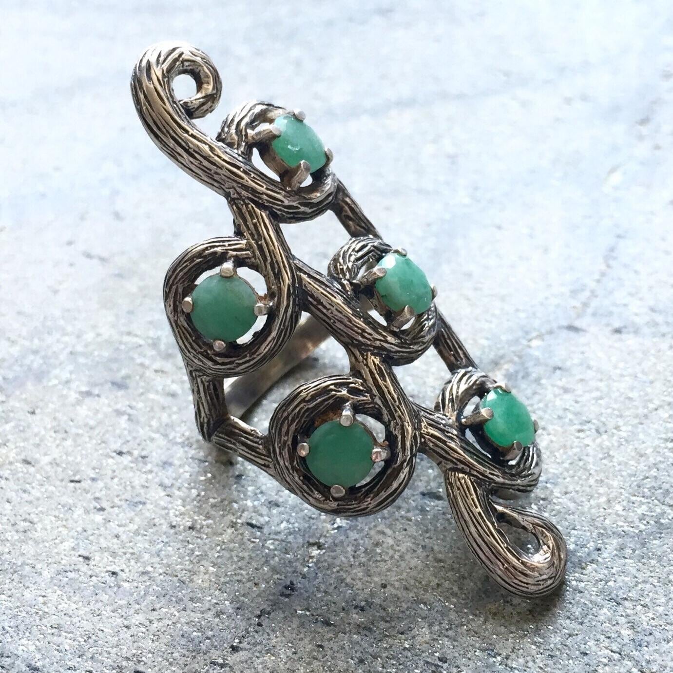 Blattring, Smaragdring, Vintage Ringe, Antiker Ring, Smaragd Kann Birthstone, Massiv Silber Ring Blattring, Smaragdring, Vintage Ringe, Antiker Ring, Smaragd Kann Birthstone, Massiv Silber Ring von AdinaStone
