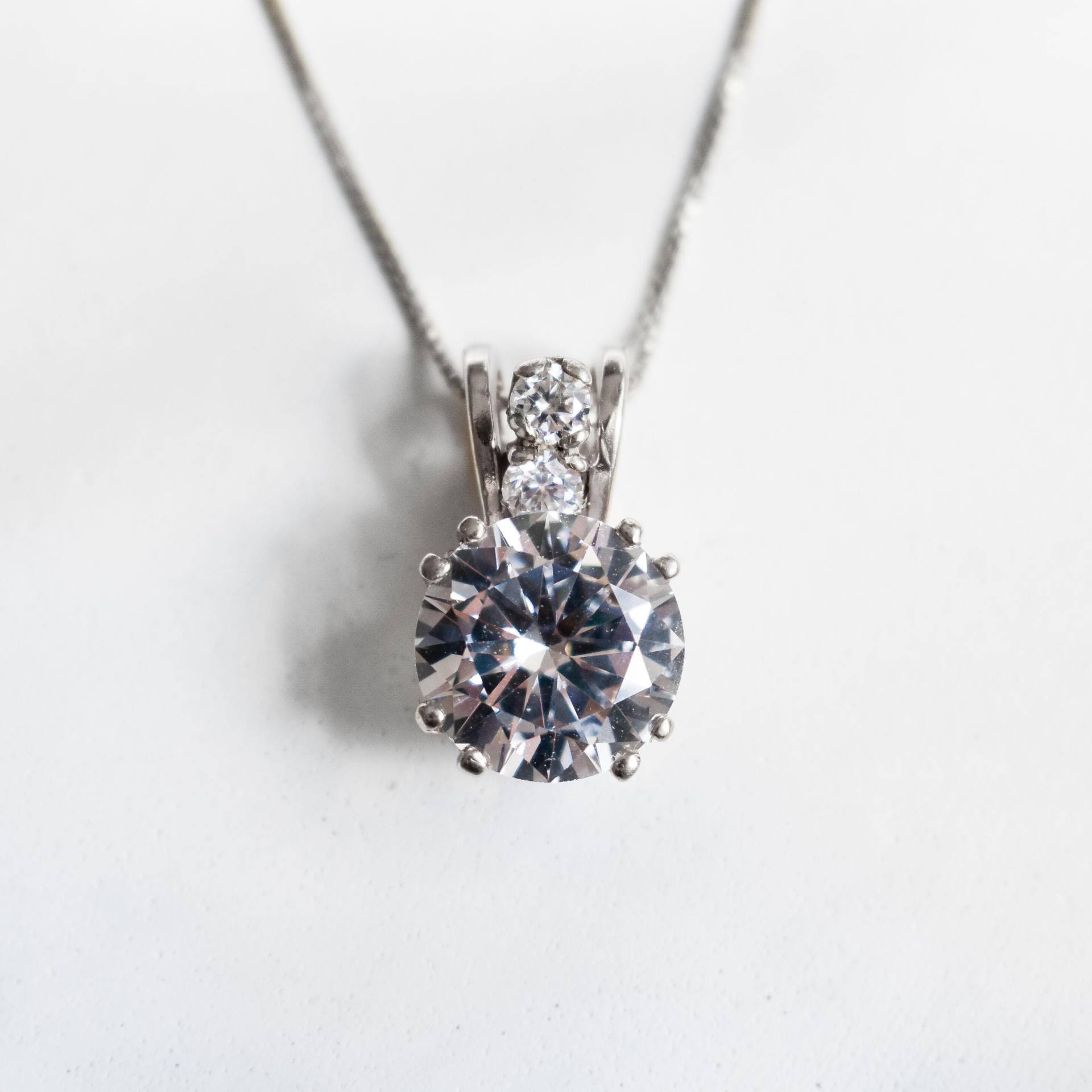 Diamant Anhänger, Erstellt Diamant, Funkelnden Braut Vintage Zirkonia Massivem Silber Anhänger von AdinaStone