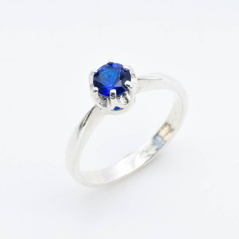 Saphir Ring, Versprechen Erstellt Saphir, Blau Vorschlag Blauer Solid Silber von AdinaStone