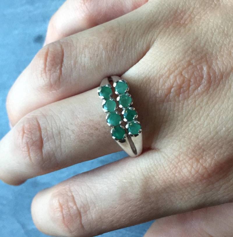 Smaragd Ringe, Natürliche Smaragd, Doppelband, Echte Ring, Grüner Mai Birthstone, Stapelbar Sterling Silber Ring Smaragd Ringe, Natürliche Smaragd, Doppelband, Echte Ring, Grüner Mai Birthstone, Stapelbar Sterling Silber Ring von AdinaStone