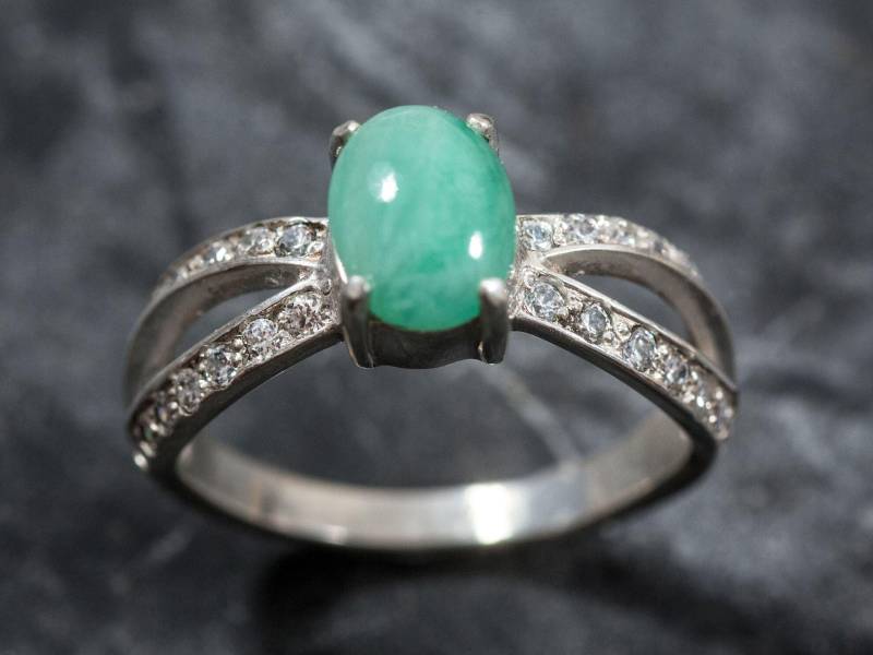 Smaragd Verlobungsring, Echter Smaragd, Antique Ring, Natürlicher Silber Versprechen Kann Birthstone, Grüner Sterling Ring von AdinaStone
