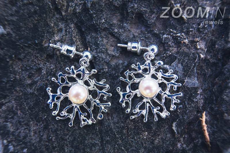 Baumeln Perle Ohrringe, Silber Naturschmuck, Juni Birthstone Schmuck, Brautjungfer Geschenke, Kleine Edelstein Ohrringe von AdioreJewels