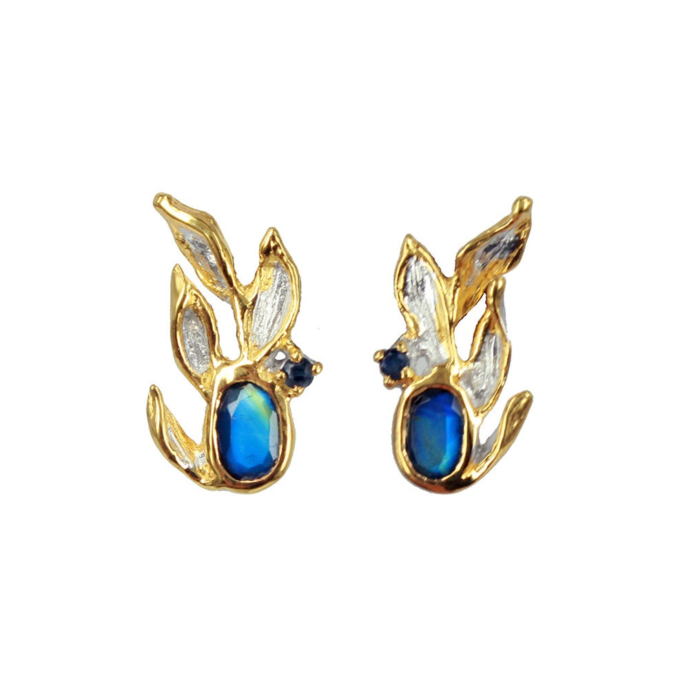 Blaue Saphir Ohrringe, Sterling Silber Vergoldete Schmuck, Braut Sets, Brautjungfer Geschenke, Geschenke Für Sie, Schmuck Sets von AdioreJewels