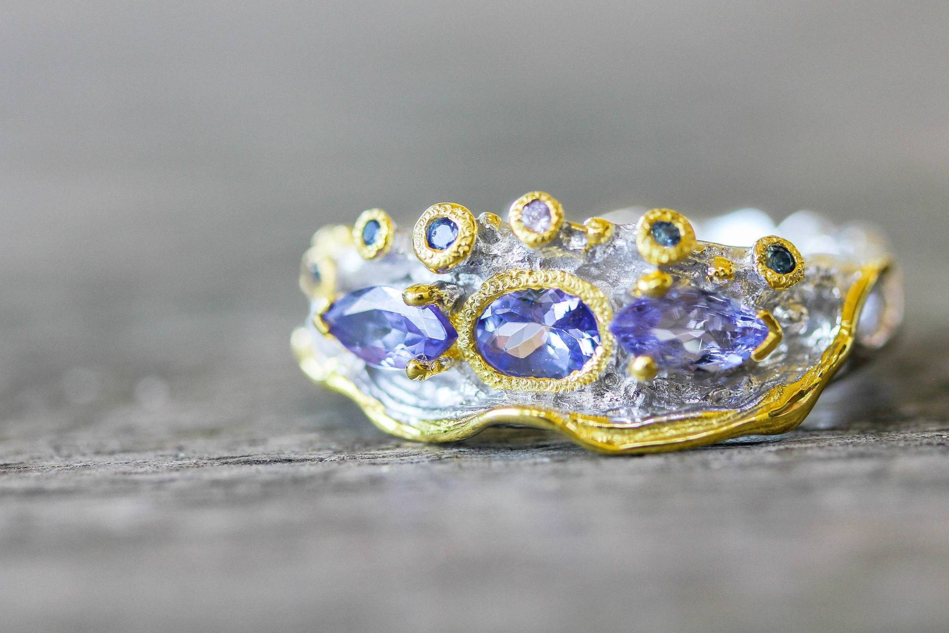 Blaue Saphir Ring, 925 Sterling Silber Ringe, Verlobungsringe, Versprechen Braut Schmuck Set, Dezember Birthstone, Naturen von AdioreJewels