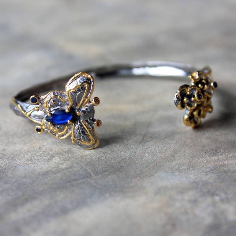 Blumenohrringe, Saphir Ohrringe, Alice Kollektionen, Braut Sets, Brautjungfer Geschenke, Schmuck Set Online, Sterling Silber Ohrringe von AdioreJewels