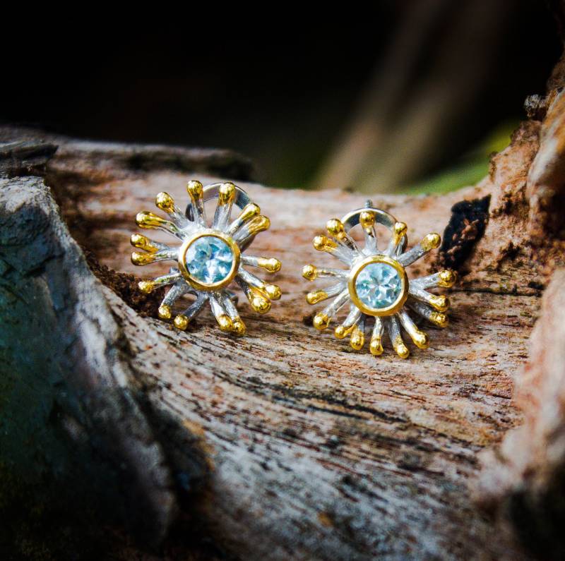 Bue Topas Ohrringe, Blaue Jewerly, November Geburtsstein, Sterling Silber Alice Collections, Erschwingliche Brautjungfer Schmuck-Sets von AdioreJewels