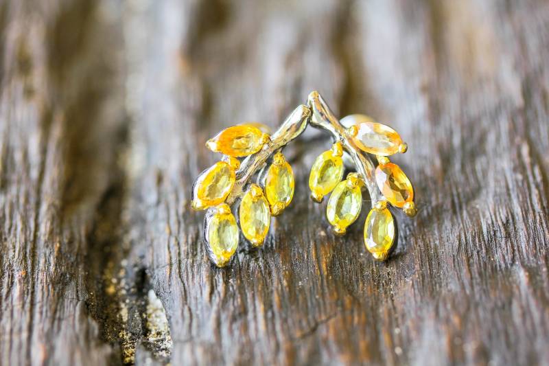 Gelbe Saphir Ohrringe, Handgefertigte Vergoldet, Braut Sets, Brautjungfer Geschenke, Schmuck Für Mama, Sterling Silber Ohrringe von AdioreJewels