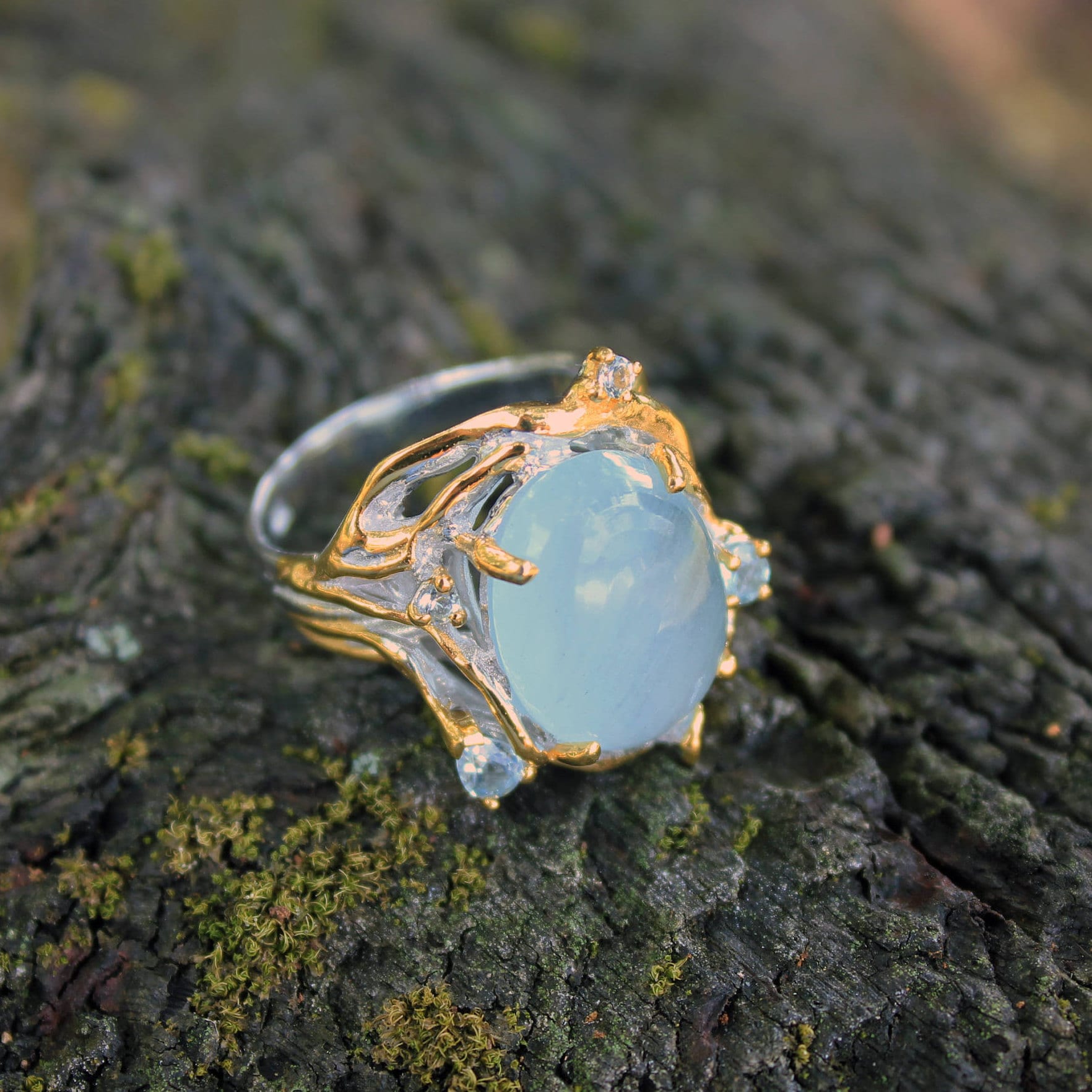 Mystisch Ring, Alice Kollektionen, Sterling Silber Ringe, Geschenke Für Sie, Braut Schmuck Sets, Breiter Band Verlobungsringe von AdioreJewels