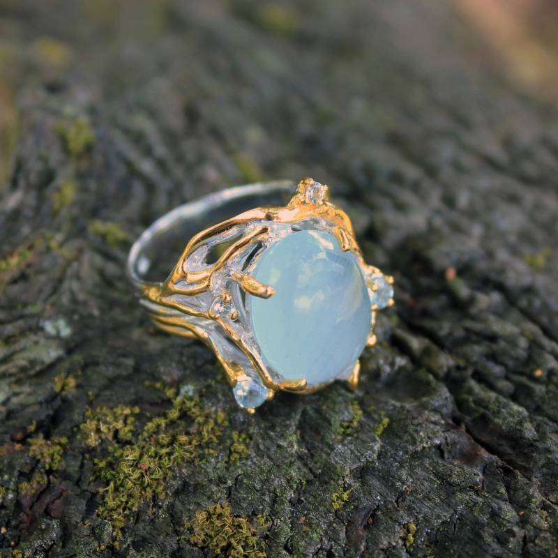 Mystisch Ring, Alice Kollektionen, Sterling Silber Ringe, Geschenke Für Sie, Braut Schmuck Sets, Breiter Band Verlobungsringe von AdioreJewels