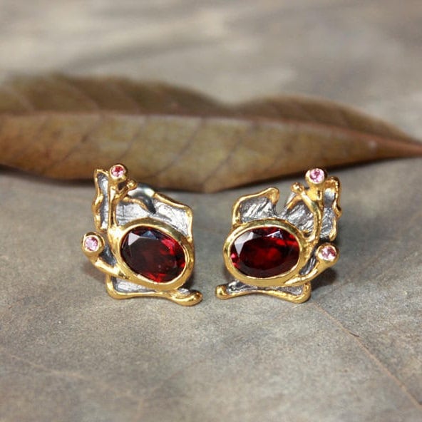 Ohrstecker, Granat Ohrringe, Saphir Geschenke Für Sie, Braut Inspiriert Von Der Natur, Schmuck Mama, Eheringe von AdioreJewels