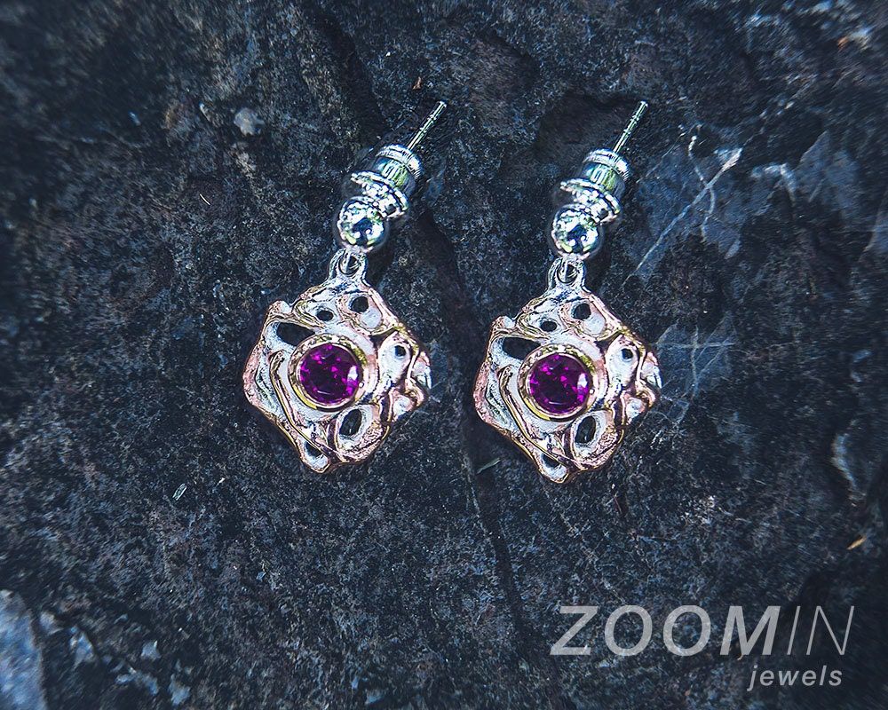Rhodolit Granat Ohrringe, Zarte Silber Schmuck, Brautschmuck, Sommer Edelstein Braut Schmuck Set von AdioreJewels