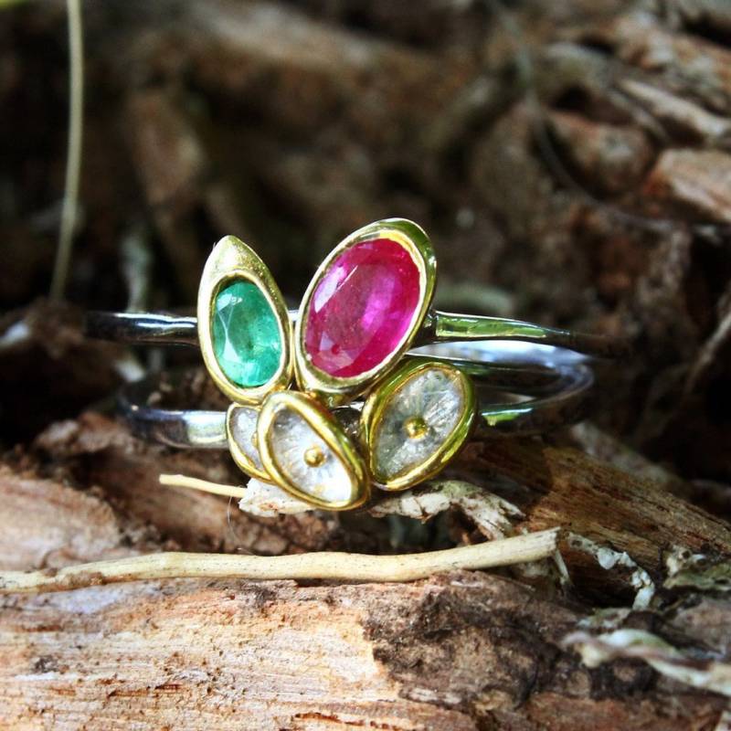 Schlichter Ring, Stapelbare Ringe, Eheringe, Brautjungfer Geschenke, Geschenke Für Sie, Vergoldete Rhodium Braut Schmuck Sets von AdioreJewels