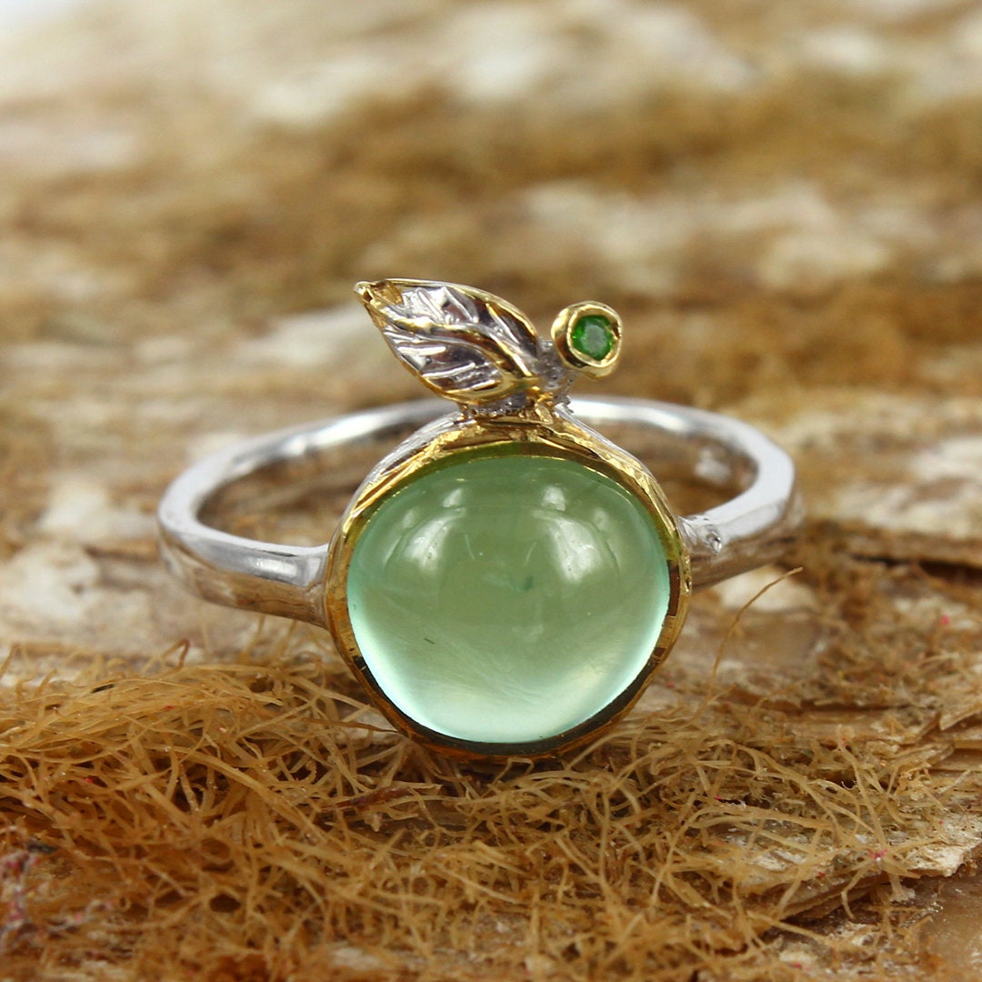 stapelbare Ringe, Prehnitring, Diopside Ring, Braut Schmuck Set, Brautjungfer Geschenke, Geschenke Für Sie, Vergoldete Rhodium von AdioreJewels