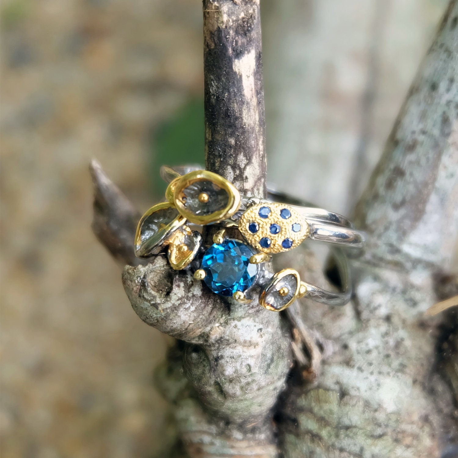 stapeln Saphir Ring, Brautschmuck Online, Vergoldet, Brautjungfern Geschenke, Hochzeit Schmuck, Verlobungsringe, Brautjungfer Schmuck von AdioreJewels