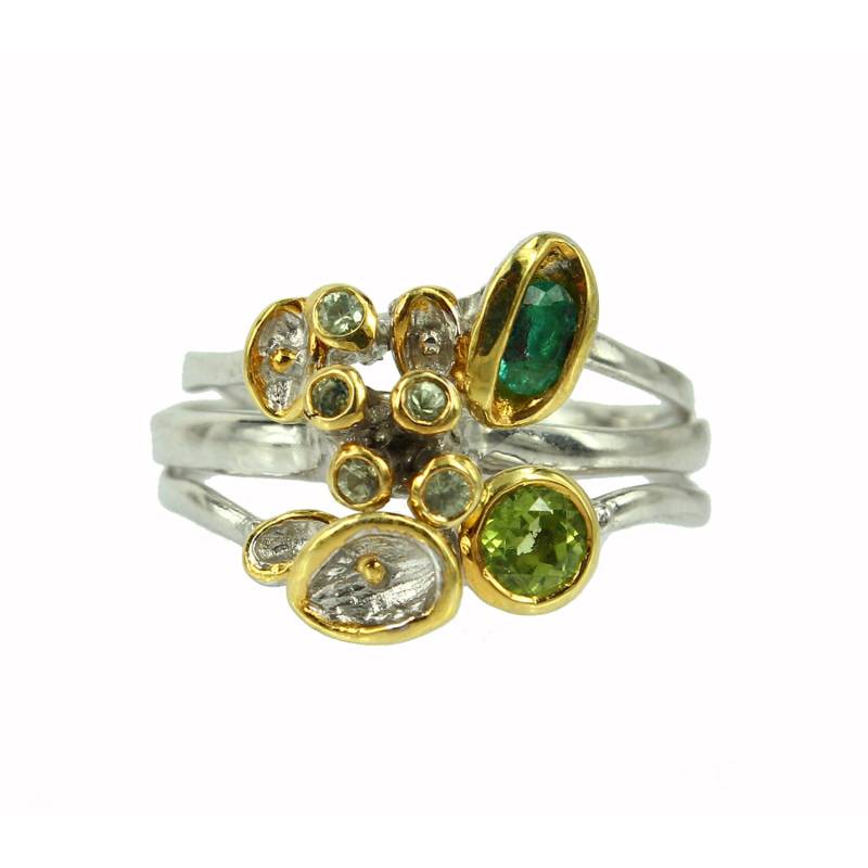 stapeln Smaragd Und Saphir Ring, Vergoldet, Brautjungfern Geschenke, Geschenk Für Sie, Rhodium Schmuck, Verlobungsringe, Brautschmuck Online von AdioreJewels