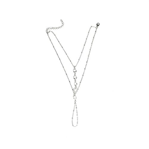 Adisaer Fußkettchen Silber Strass Fußkette Damen Hochwertig Hochzeit Band Fußring Runde Transparent Beads Zehenring Strand Fuss-Schmuck Chirurgenstahl Mehrreihig Rund Cut Kristall Für Mutter von Adisaer