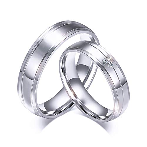 Adisaer Herrenring Silber Paar Ringe Titan - Ring 6mm Breit 18K Vergoldet Zirkonia Silber Partnerring 1 St. Herrenring 60 (19.1) von Adisaer