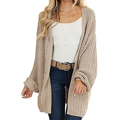 Adisputent Damen Strickjacke Langarm Strickmantel Einfarbiger Strickpullover Sweater Coat Casual Strickpullover Front öffnen Grobstrick Jacke von Adisputent