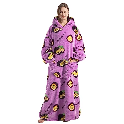 Adisputent Übergroße Decke Hoodie Sweatshirt für Erwachsene Damen Herren, Super Weiche Warme Sherpa Riesen-Hoodie, Geeignet Kapuzenpullover Poncho TV-Decke mit Größer Tasche Maracuja von Adisputent