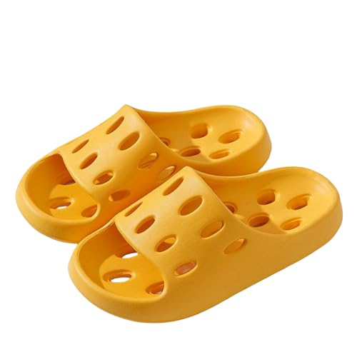 Adisputent Unisex Badelatschen Badeschuhe Damen Herren Badeschlappen Schlappen Schnell Trocknende Duschhausschuhe EVA Leichte Sohle Slide Rutschfeste Badeschuhe Sommer B Gelb 3637, 58423 von Adisputent