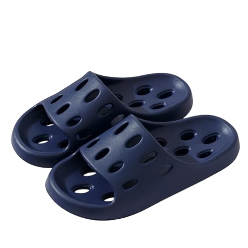 Adisputent Unisex Badelatschen Badeschuhe Damen Herren Badeschlappen Schlappen Schnell Trocknende Duschhausschuhe EVA Leichte Sohle Slide Rutschfeste Badeschuhe Sommer B Marine Blau 4243 von Adisputent