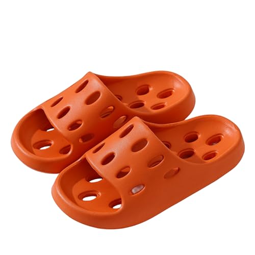 Adisputent Unisex Badelatschen Badeschuhe Damen Herren Badeschlappen Schlappen Schnell Trocknende Duschhausschuhe EVA Leichte Sohle Slide Rutschfeste Badeschuhe Sommer B Orange 3839 von Adisputent