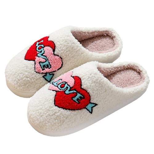 Adisputent Valentinstag Hausschuhe Plüsch Winter Leicht Slipper Damen Herren Süße Niedliche Pantoffeln Warm Weich Bequem Schlappen Geschenk A LOVE 44-45 von Adisputent