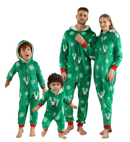 Adisputent Weihnachten Familien Pyjama Schlafanzug Weihnachtspyjama Herren Damen Kinder Christmas Partnerlook Weihnachten Onesie Jumpsuit Einteiler Nachtwäsche Mutter Grün Weihnachtsbaum M von Adisputent