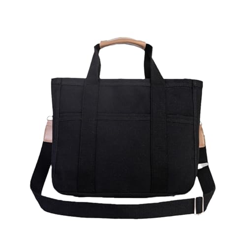 Adius Canvas Tote Bag für Frauen - Großer Multifunktionaler Schulter- und Umhängebeutel mit Fächern, Hohe Kapazität (Schwarz) von Adius