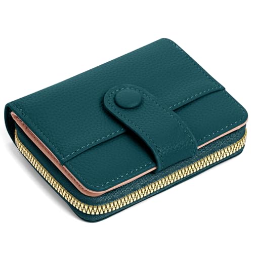 Adiwo Geldbörse Damen klein aus Weichem Leder, Damen Geldbeutel klein vielen Fächern Portemonnaie Kartenetui Kreditkartenetui, Zipper Münzfach, Mini Kurzer Fashionable Exquisite, Dunkelblau von Adiwo