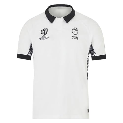 2023 Weltmeisterschaft RWC Fidschi, Rugby-Trikot, Rugby-T-Shirt-Poloshirt, Herren-Matchtraining-Fußballtrikot (Color : White, Size : L) von Adleme