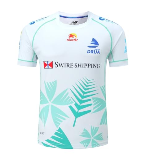Adleme 2023 Fidschi Rugby-Trikot, Rugby-T-Shirt, Poloshirt, Herren-Spiel-Trainings-Fußballtrikot (Color : White, Size : L) von Adleme