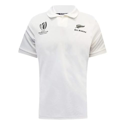 Adleme 2023 Weltmeisterschaft RWC New Zealand All Blacks, Rugby-Trikot, Rugby-T-Shirt-Poloshirt, Herren-Matchtraining-Fußballtrikot (Color : White, Size : XXL) von Adleme