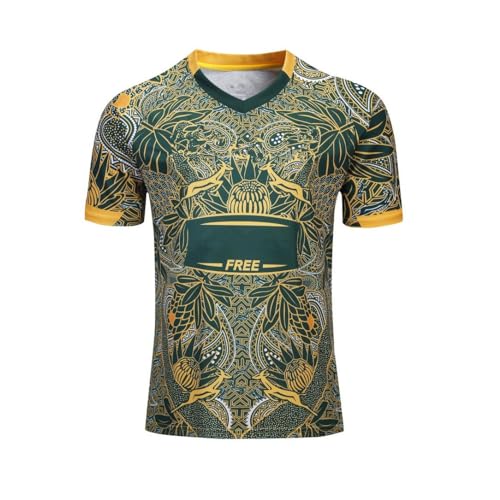 Adleme Südafrika Springbok 7S 100th Anniversary Edition Rugby-Trikot, Rugby-T-Shirt, Poloshirt, Herren-Match-Trainings-Fußballtrikot (Color : Green, Size : XXL) von Adleme