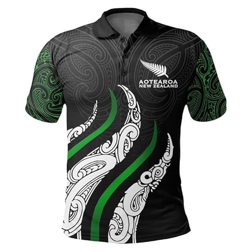 Maori All Blacks All Star Rugby-Trikot, Rugby-T-Shirt, Poloshirt, Herren-Match-Training, Freizeit-Fußballtrikot(Color:14,Size:S) von Adleme