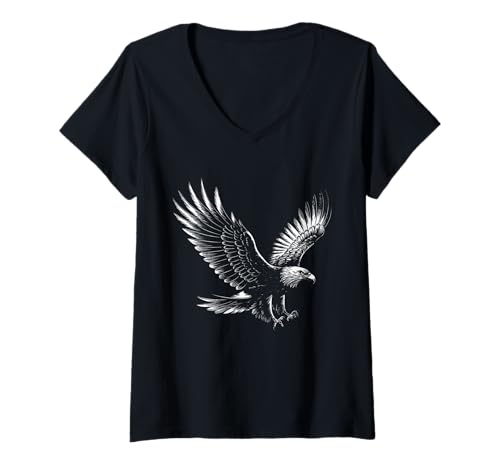 Damen Adler Grafik T-Shirt mit V-Ausschnitt von Adler Vintage Art Clo.