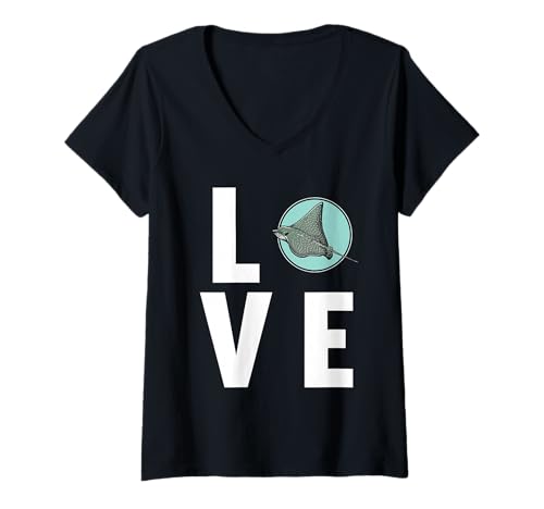 Damen Adlerrochen T-Shirt mit V-Ausschnitt von Adlerrochen Tier Shop