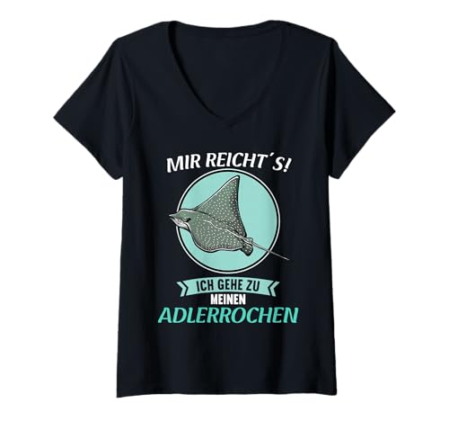 Damen Adlerrochen T-Shirt mit V-Ausschnitt von Adlerrochen Tier Shop