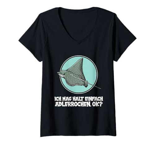 Damen Adlerrochen T-Shirt mit V-Ausschnitt Damen Adlerrochen T-Shirt mit V-Ausschnitt von Adlerrochen Tier Shop