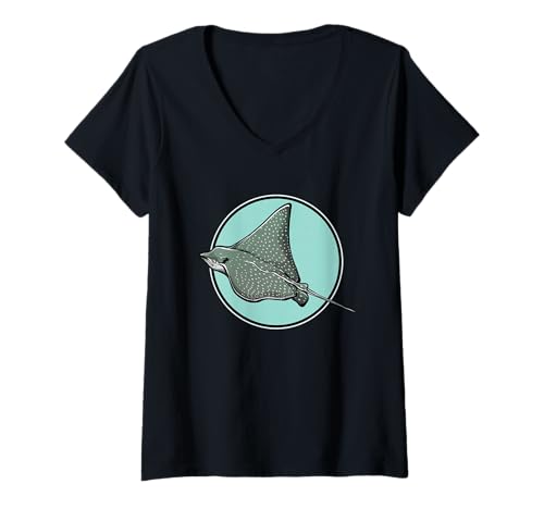 Damen Adlerrochen T-Shirt mit V-Ausschnitt Damen Adlerrochen T-Shirt mit V-Ausschnitt von Adlerrochen Tier Shop