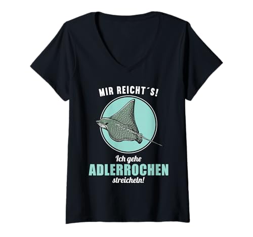 Damen Adlerrochen T-Shirt mit V-Ausschnitt von Adlerrochen Tier Shop