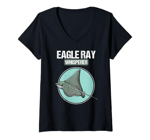 Damen Eagle Ray Whisperer Adlerrochen T-Shirt mit V-Ausschnitt von Adlerrochen Tier Shop