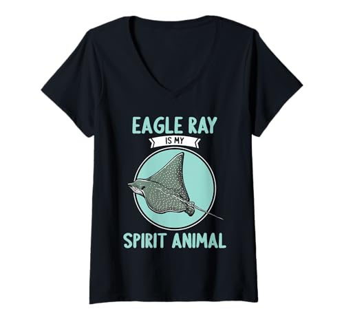 Damen Eagle Ray is My Spirit Animal Adlerrochen T-Shirt mit V-Ausschnitt Damen Eagle Ray is My Spirit Animal Adlerrochen T-Shirt mit V-Ausschnitt von Adlerrochen Tier Shop