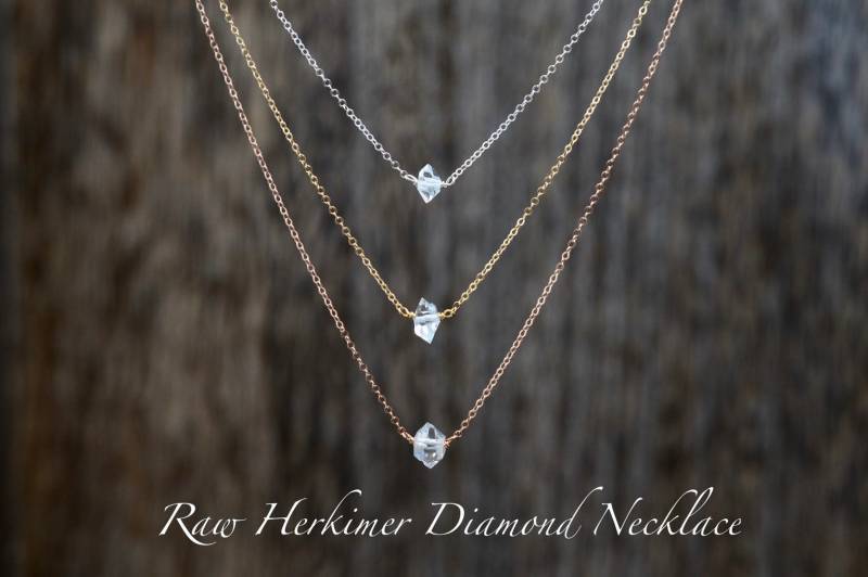 Herkimer Diamant Anhänger Zierliche 14K Gold Filled Kette von AdmantaeDesigns