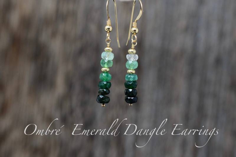 Handgemachte Ombre Smaragd Ohrringe 14K Gold Filled, Sterling Silber von AdmantaeDesigns