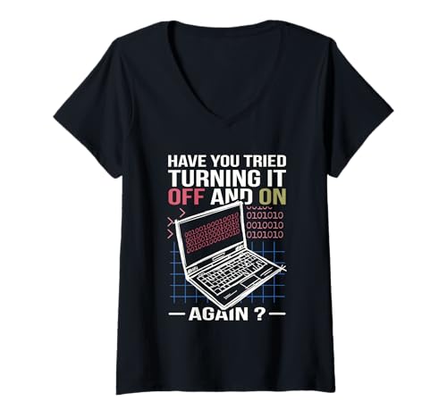 Damen Informatiker Sprüche Lustig Programmierer Administrator T-Shirt mit V-Ausschnitt von Admin Computer Nerd Informatik Systemadmin Beruf